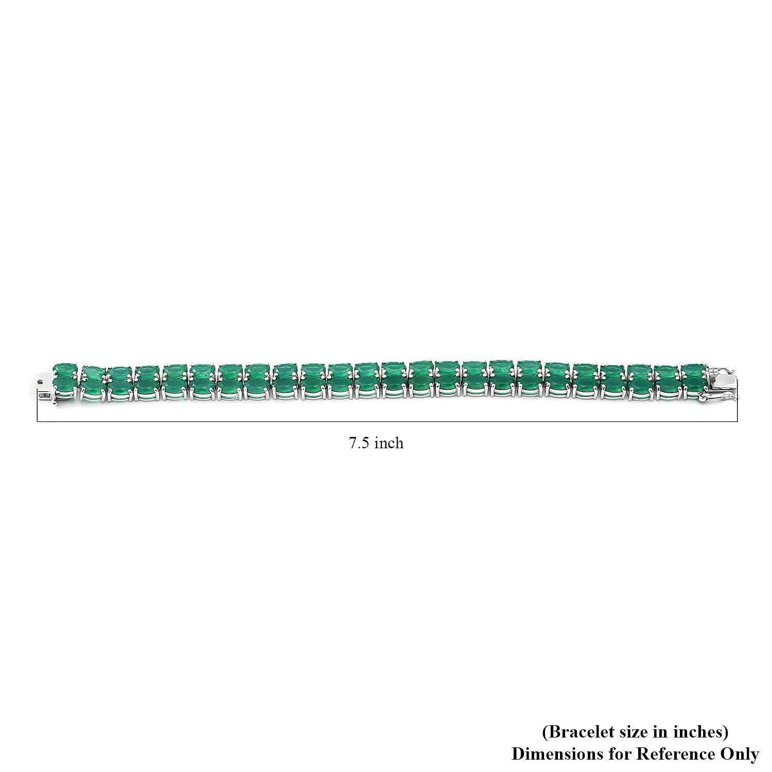 Verde Onyx Double Row Tennis Bracelet in Platinum Over Sterling Silver (6.50 In) 32.15 ctw