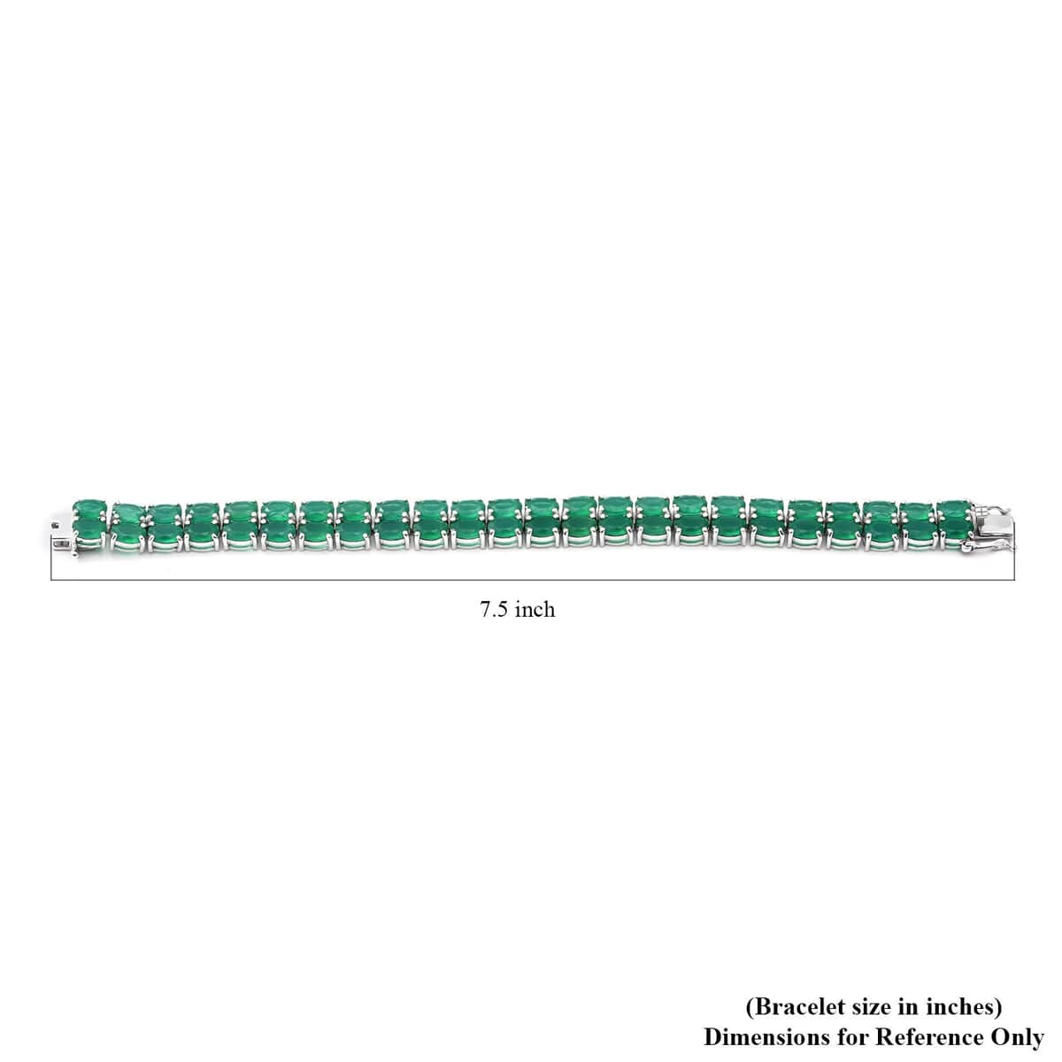 Verde Onyx Double Row Tennis Bracelet in Platinum Over Sterling Silver (6.50 In) 32.15 ctw image number 2