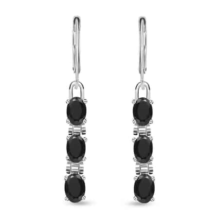 Thai Black Spinel Lever Back Earrings in Stainless Steel 3.35 ctw image number 0