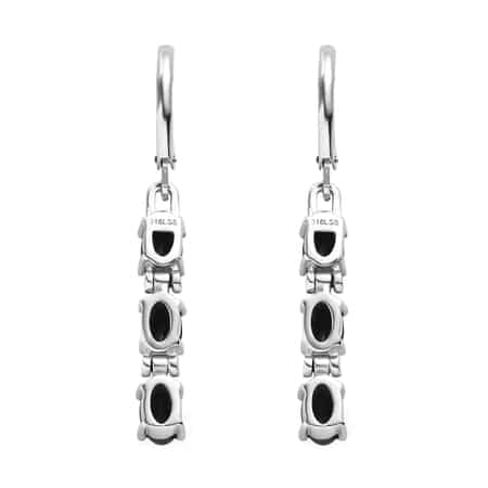 Thai Black Spinel Lever Back Earrings in Stainless Steel 3.35 ctw image number 4