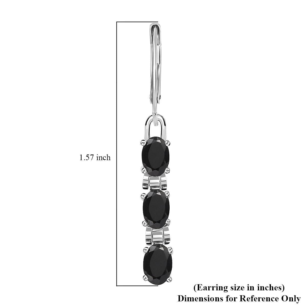 Thai Black Spinel Lever Back Earrings in Stainless Steel 3.35 ctw image number 5