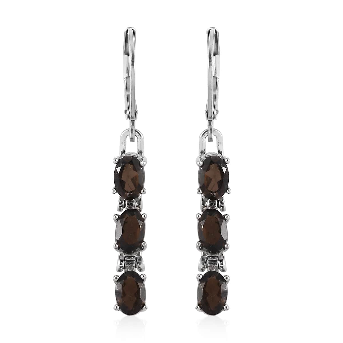 Brazilian Smoky Quartz Lever Back Earrings in Stainless Steel 2.75 ctw image number 0