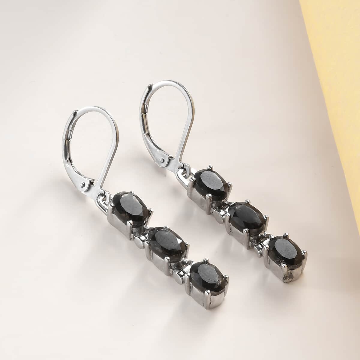 Brazilian Smoky Quartz Lever Back Earrings in Stainless Steel 2.75 ctw image number 1