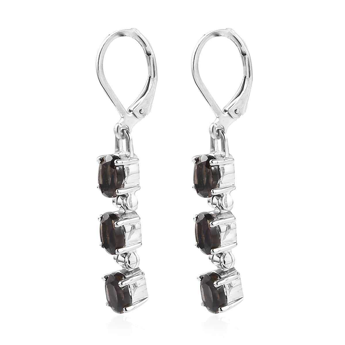 Brazilian Smoky Quartz Lever Back Earrings in Stainless Steel 2.75 ctw image number 3