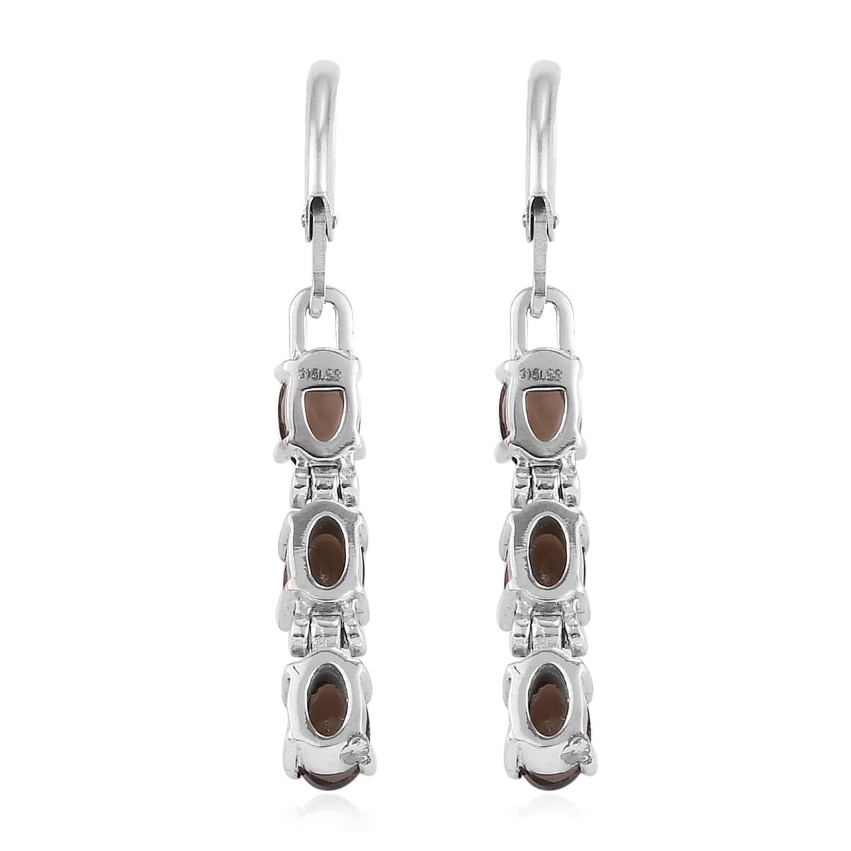 Brazilian Smoky Quartz Lever Back Earrings in Stainless Steel 2.75 ctw image number 4