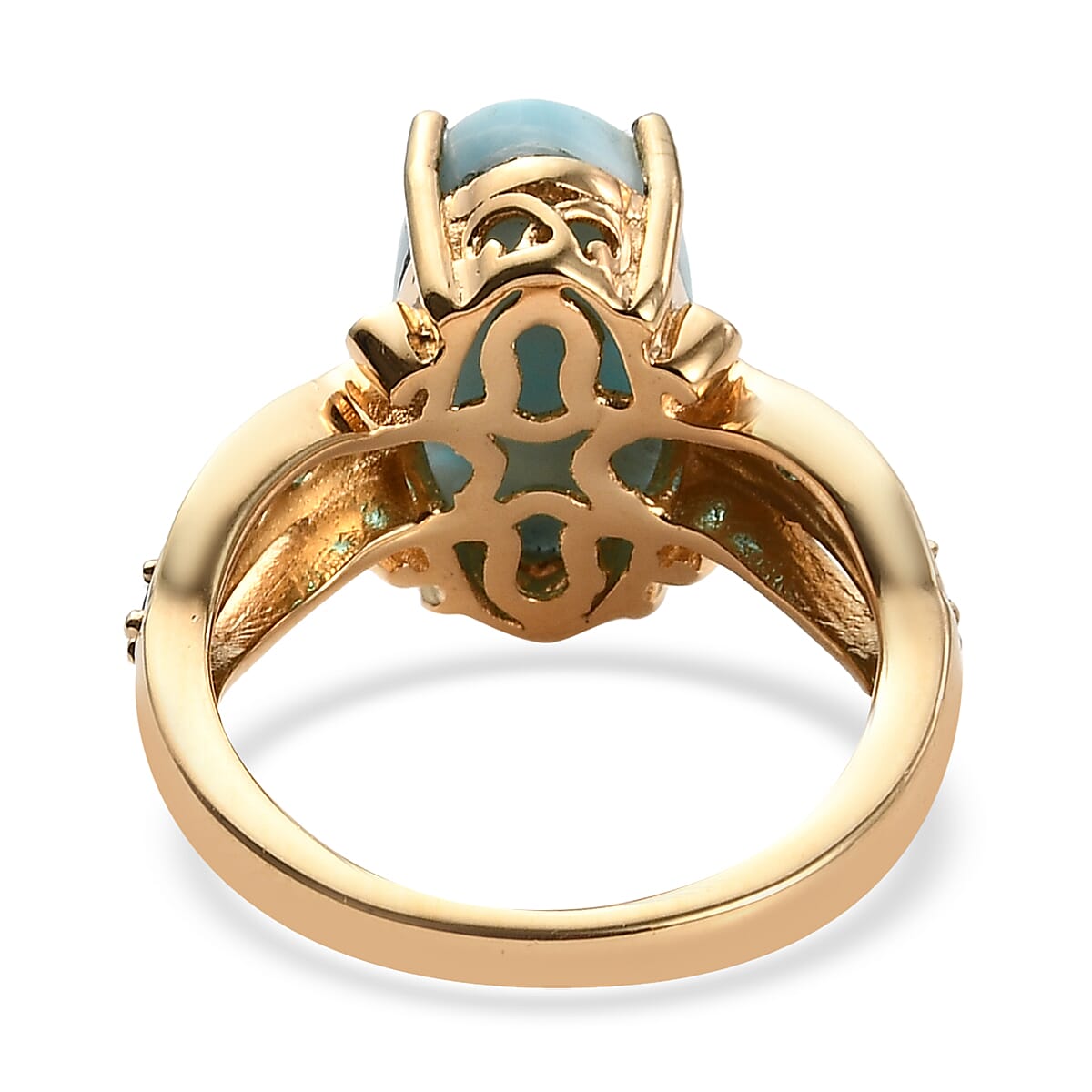 Larimar and Malgache Neon Apatite Ring in Vermeil Yellow Gold Over Sterling Silver (Size 10.0) 5.50 ctw