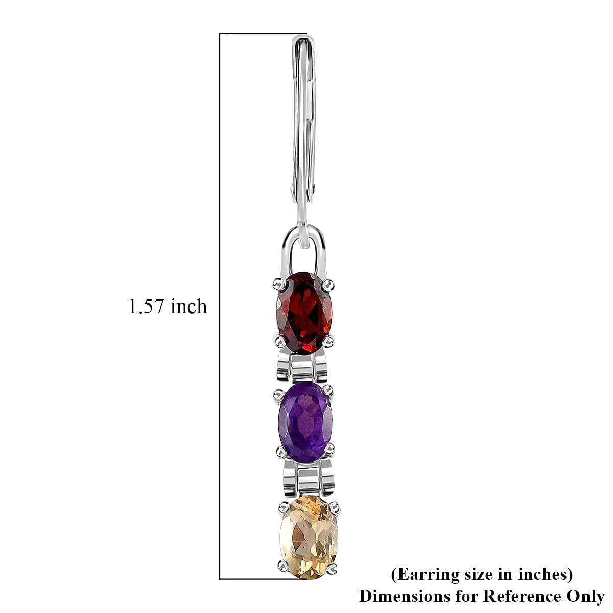Multi Gemstone Lever Back Earrings in Stainless Steel 2.90 ctw image number 5
