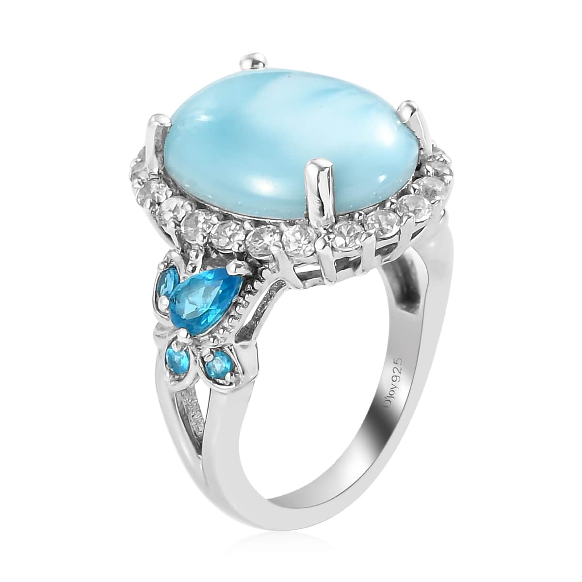 Larimar and Multi Gemstone Ring in Platinum Over Sterling Silver 12.00 ctw image number 3