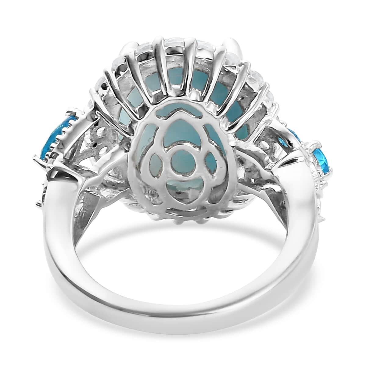 Larimar and Multi Gemstone Ring in Platinum Over Sterling Silver 12.00 ctw image number 4