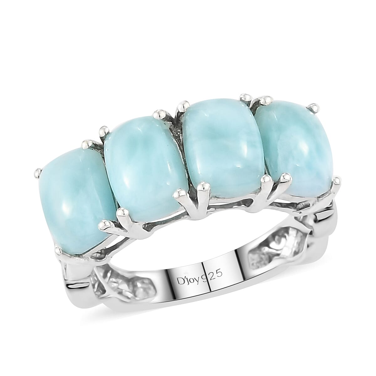 Buy Larimar Ring in Platinum Over Sterling Silver (Size 8.0) 4.50
