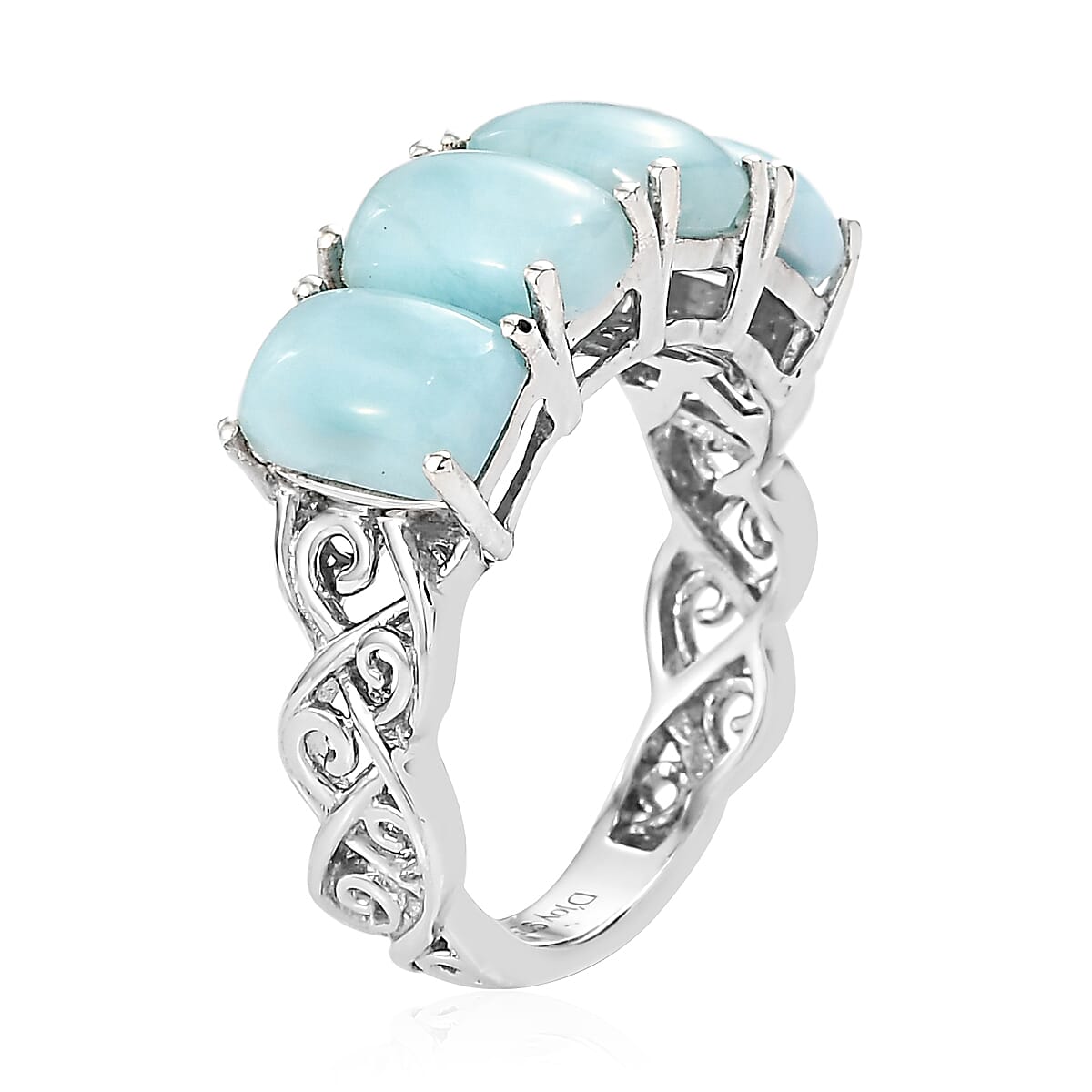 Buy Larimar Ring in Platinum Over Sterling Silver (Size 8.0) 4.50