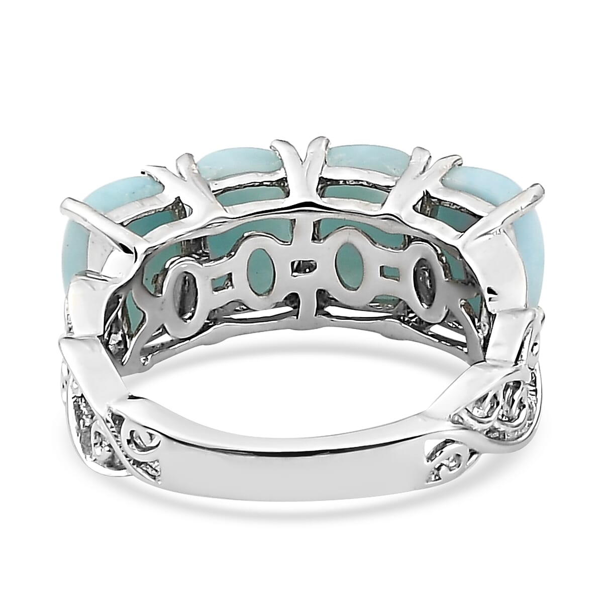 Buy Larimar Ring in Platinum Over Sterling Silver (Size 8.0) 4.50