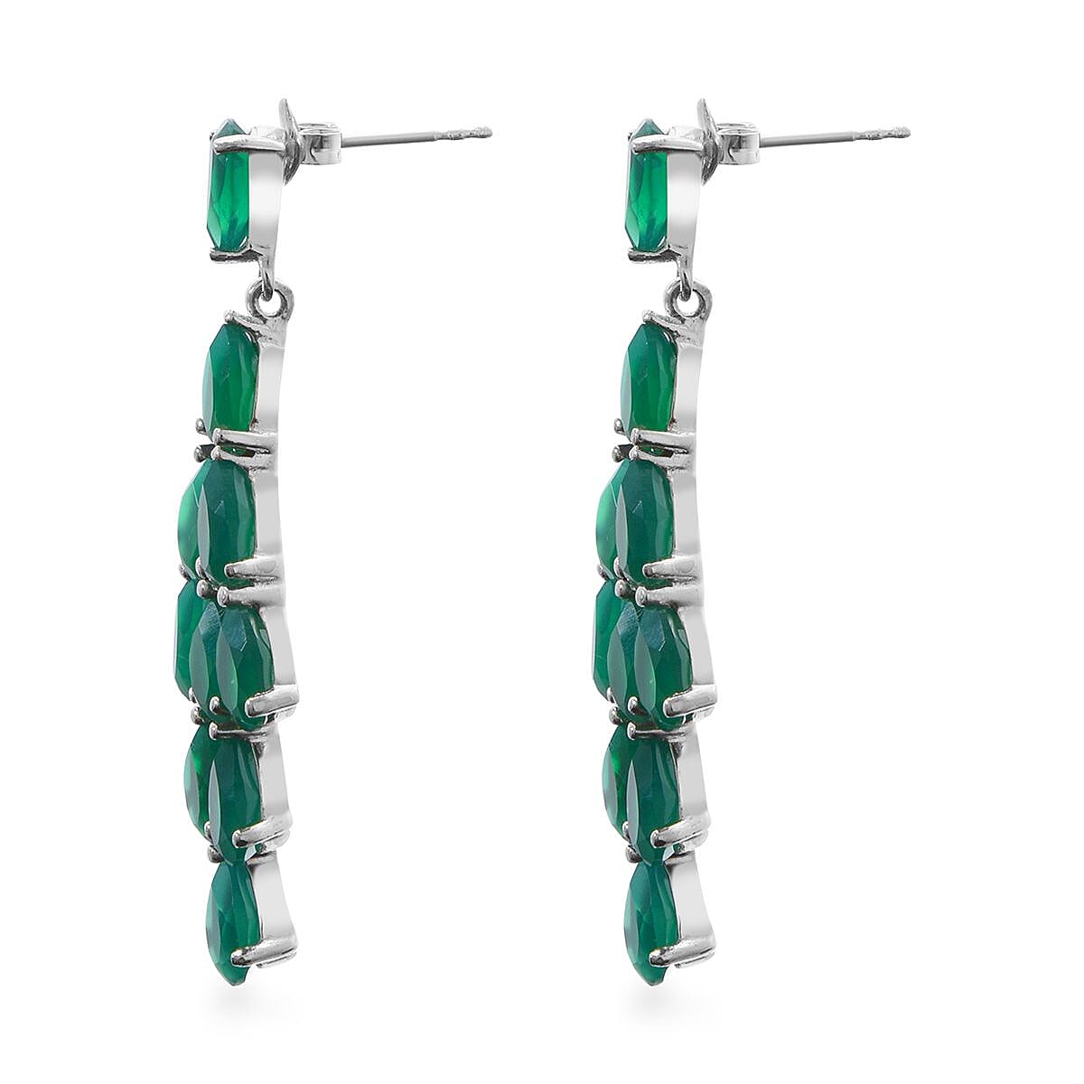 Verde Onyx Dangling Earrings in Platinum Over Sterling Silver 12.00 ctw image number 2