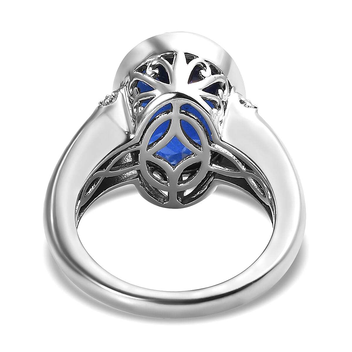 Ceylon Color Quartz and White Zircon 6.60 ctw Ring in Platinum Over Sterling Silver (Size 10.0)