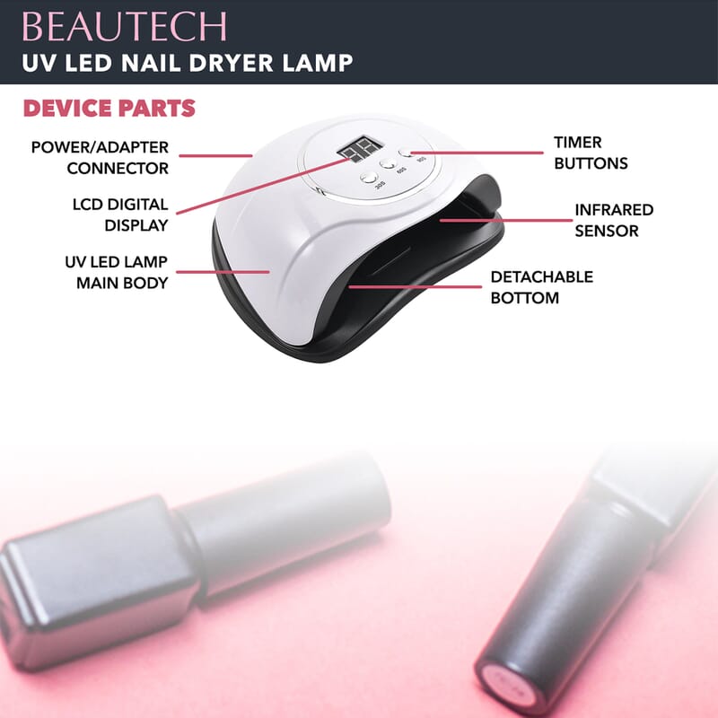 Beautech USB Nail Lamp - White (15 W) (Certificate: CE ROHS, FCC), Cordless LED Nail Lamp for Nails, LED UV Nail Lamp, Advanced Nail Care Spa