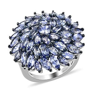 TLV Tanzanite Floral Spray Ring in Platinum Over Sterling Silver (Size 6.0) 5.65 ctw