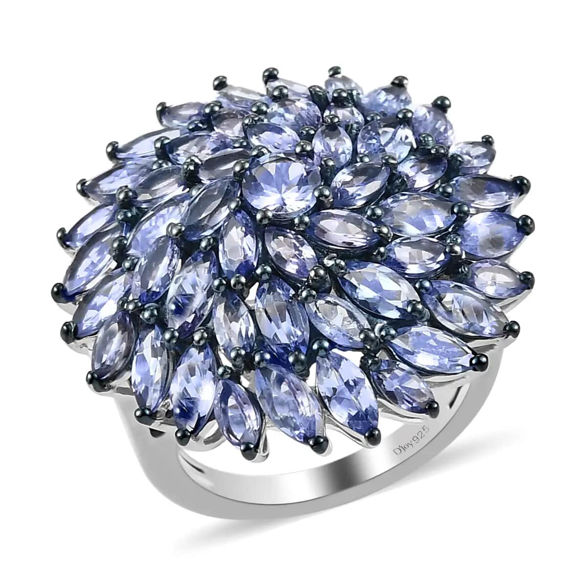 Tanzanite Floral Spray Ring in Platinum Over Sterling Silver (Size 10.0) 5.65 ctw image number 0