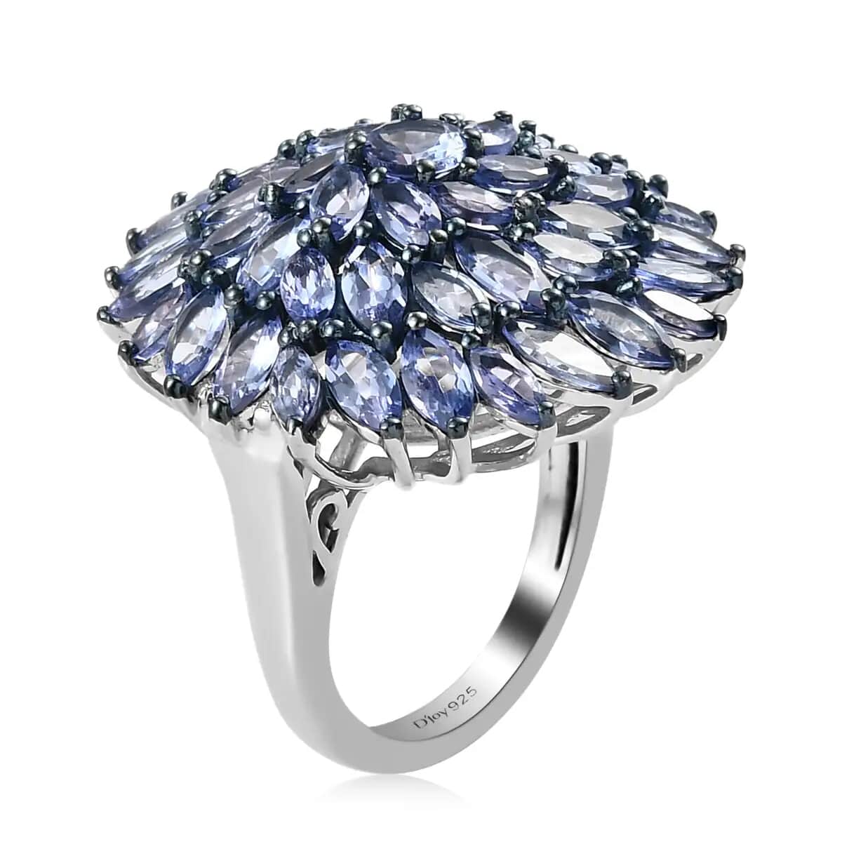 Tanzanite Floral Spray Ring in Platinum Over Sterling Silver (Size 10.0) 5.65 ctw image number 3