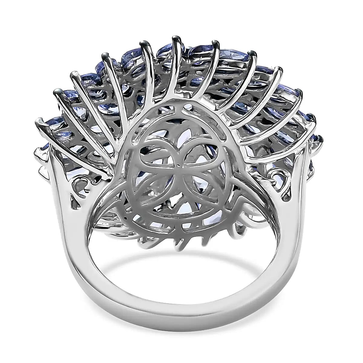 Tanzanite Floral Spray Ring in Platinum Over Sterling Silver (Size 5.0) 5.65 ctw