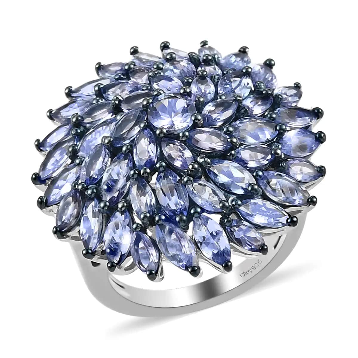 Tanzanite Floral Spray Ring in Platinum Over Sterling Silver (Size 9.0) 5.65 ctw image number 0