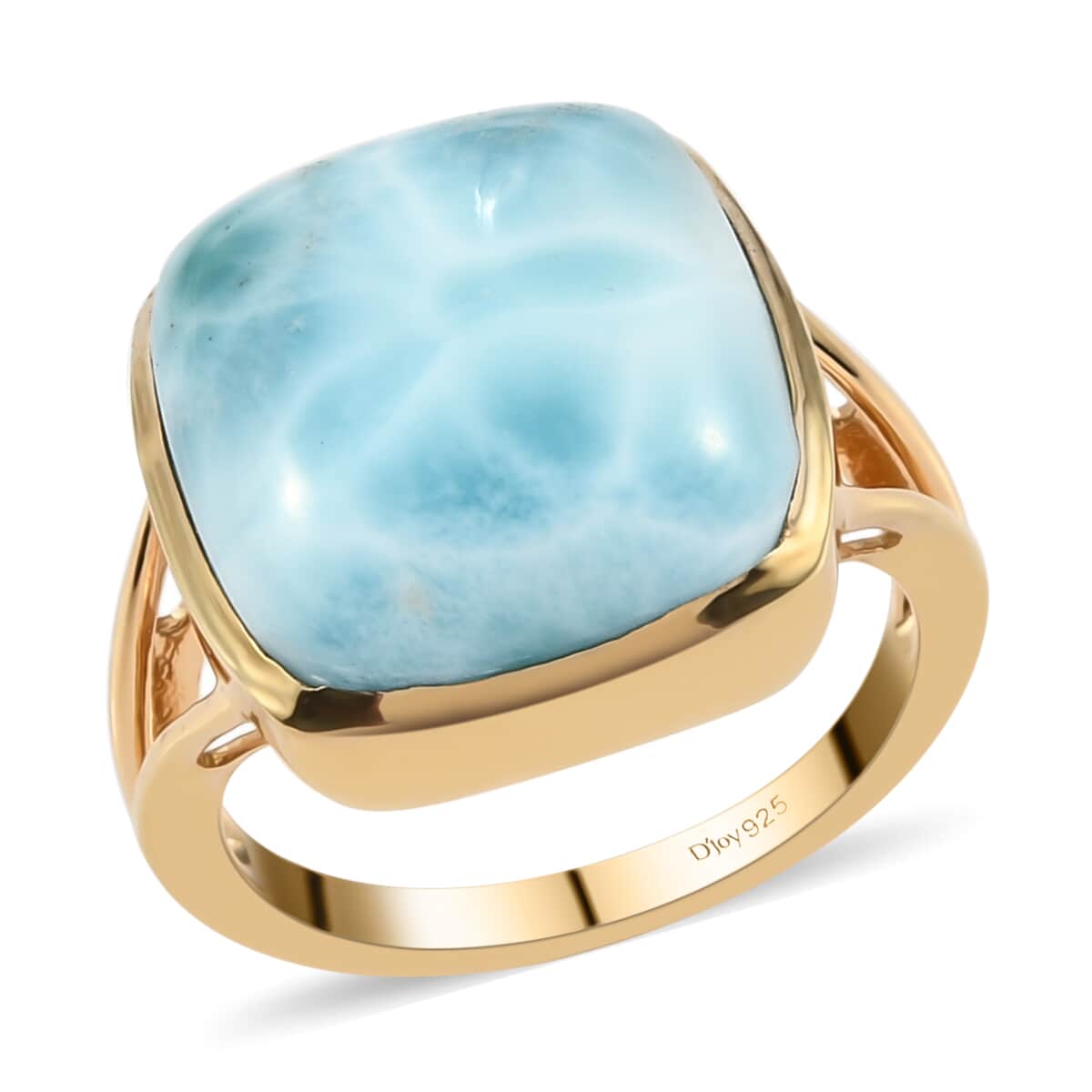 Larimar Solitaire Ring in Vermeil Yellow Gold Over Sterling Silver (Size 10.0) 13.75 ctw image number 0