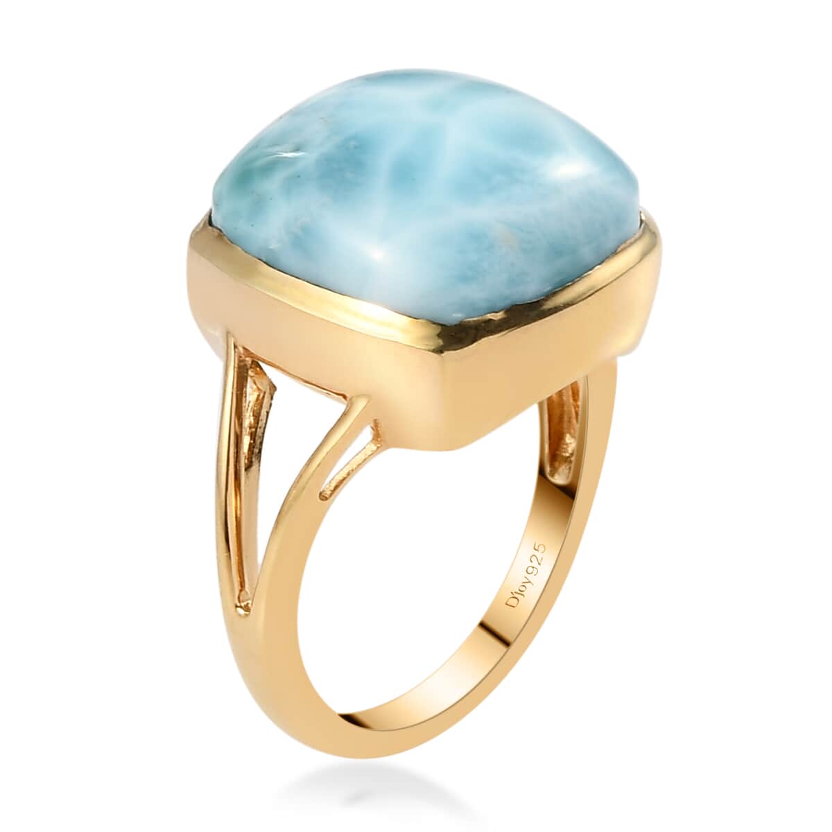 Larimar Solitaire Ring in Vermeil Yellow Gold Over Sterling Silver (Size 10.0) 13.75 ctw image number 3