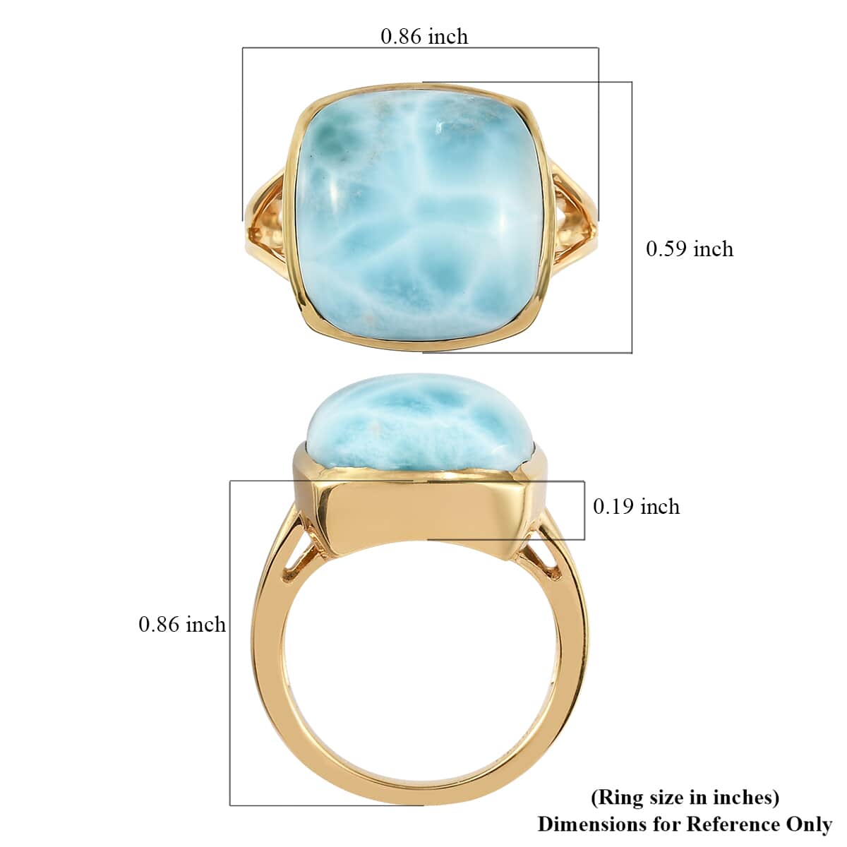 Larimar Solitaire Ring in Vermeil Yellow Gold Over Sterling Silver (Size 10.0) 13.75 ctw image number 5