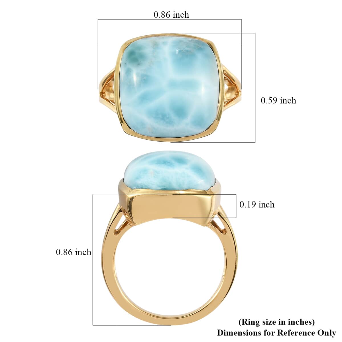 Larimar Solitaire Ring in Vermeil Yellow Gold Over Sterling Silver (Size 7.0) 13.75 ctw image number 5