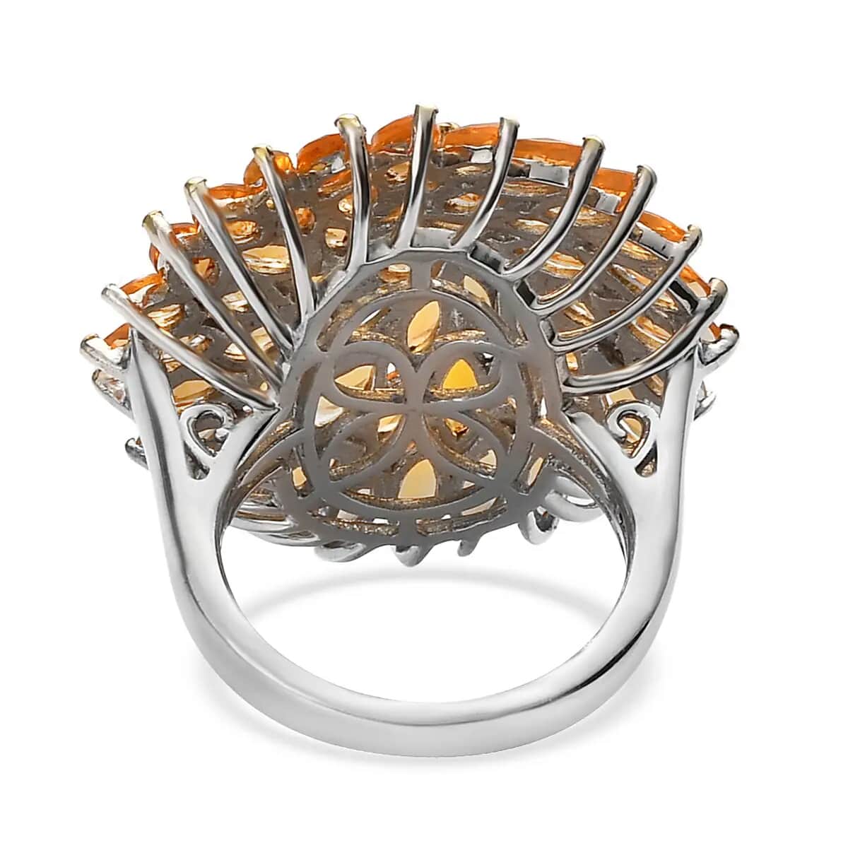 Jalisco Fire Opal Floral Spray Ring in Platinum Over Sterling Silver (Size 5.0) 3.65 ctw image number 4