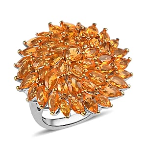 Jalisco Fire Opal Floral Spray Ring in Platinum Over Sterling Silver (Size 7.0) 3.65 ctw