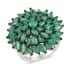 Kagem Zambian Emerald Floral Spray Ring in Platinum Over Sterling Silver (Size 6.0) 5.25 ctw image number 0