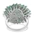 Kagem Zambian Emerald Floral Spray Ring in Platinum Over Sterling Silver (Size 6.0) 5.25 ctw image number 4