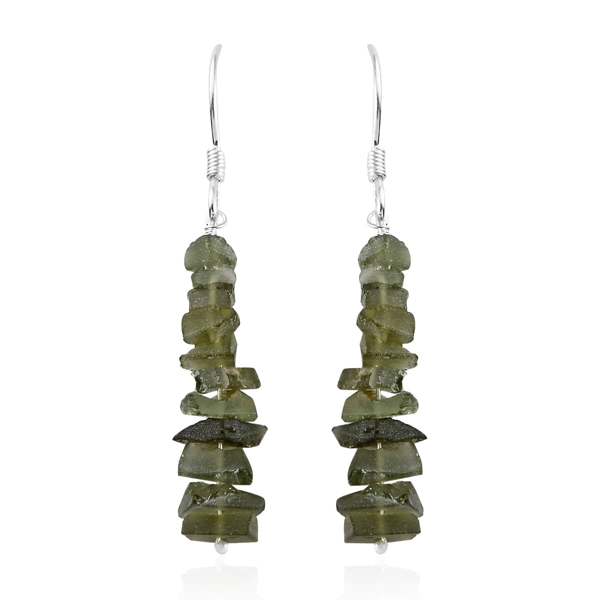 Artisan Crafted Rough Cut Bohemian Moldavite Fancy Earrings in Sterling Silver 10.30 ctw image number 0