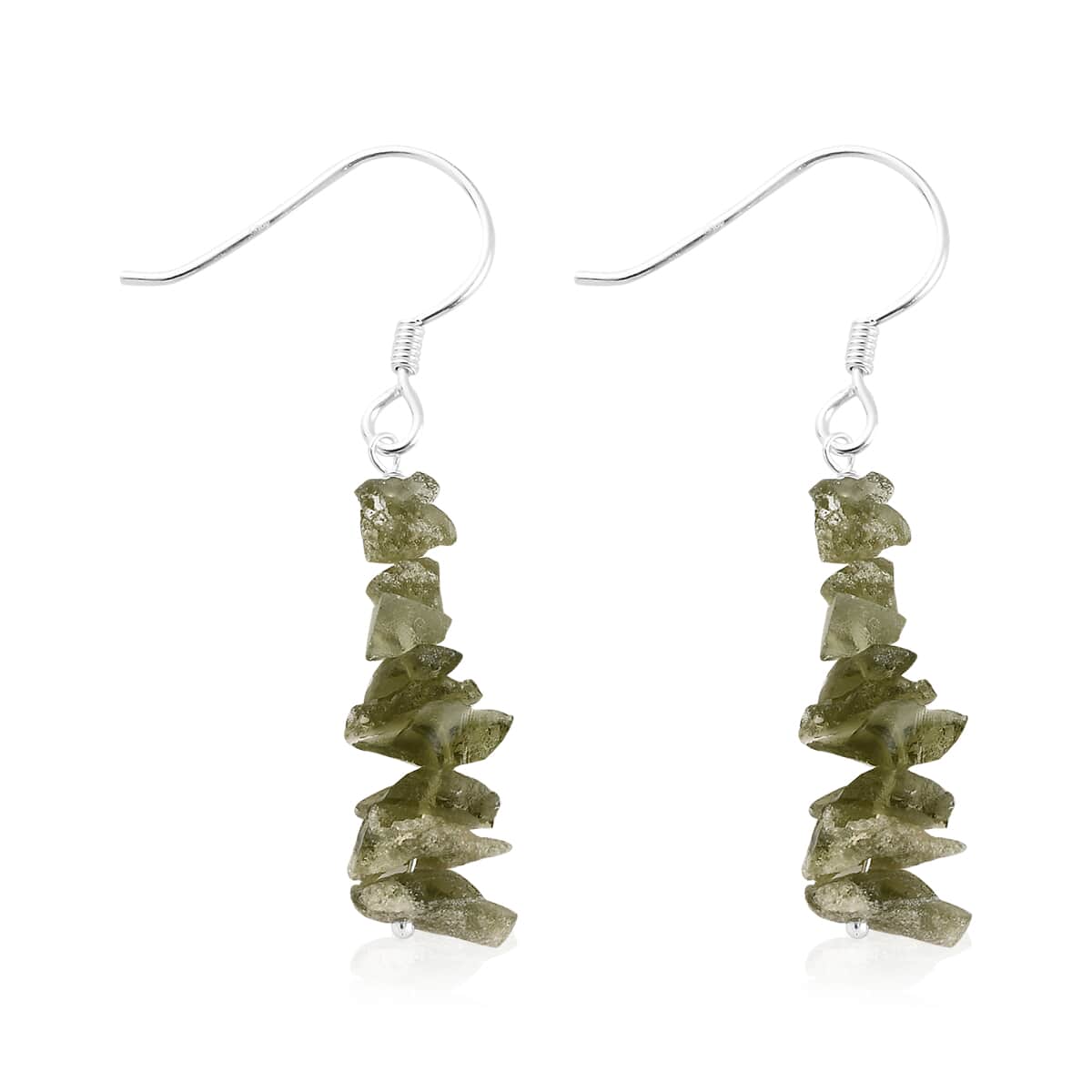 Artisan Crafted Rough Cut Bohemian Moldavite Fancy Earrings in Sterling Silver 10.30 ctw image number 3