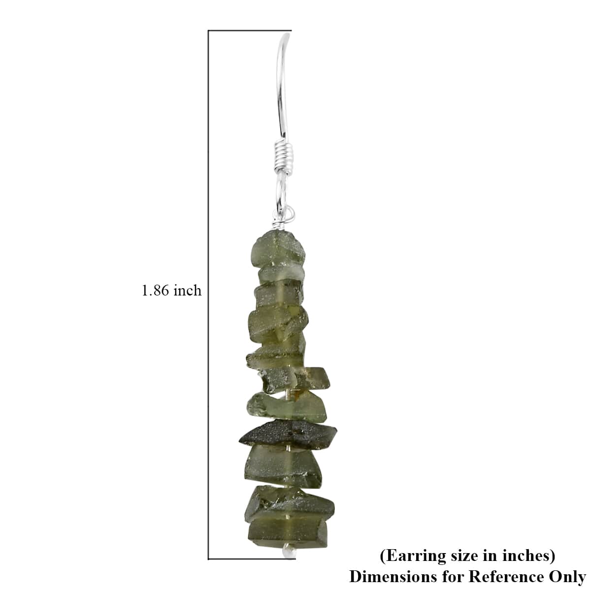 Artisan Crafted Rough Cut Bohemian Moldavite Fancy Earrings in Sterling Silver 10.30 ctw image number 4