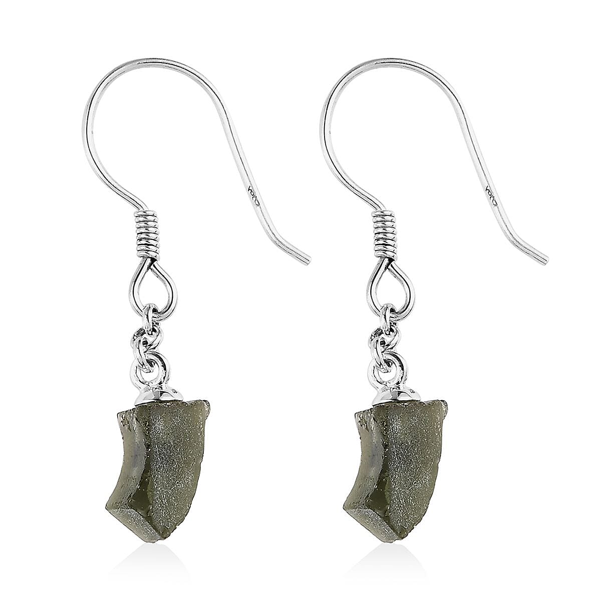 Artisan Crafted Rough Cut Bohemian Moldavite Fancy Earrings in Sterling Silver 4.85 ctw image number 3