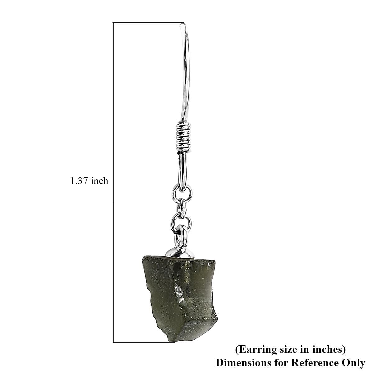 Artisan Crafted Rough Cut Bohemian Moldavite Fancy Earrings in Sterling Silver 4.85 ctw image number 4
