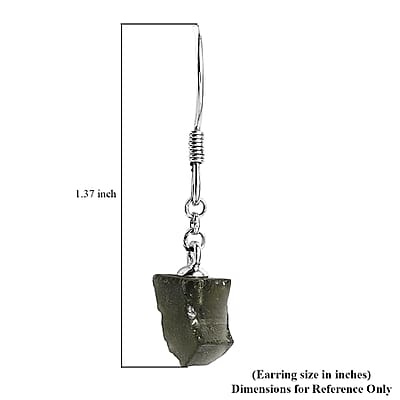 Artisan Crafted Rough Cut Bohemian Moldavite Fancy Earrings in Sterling Silver 4.85 ctw