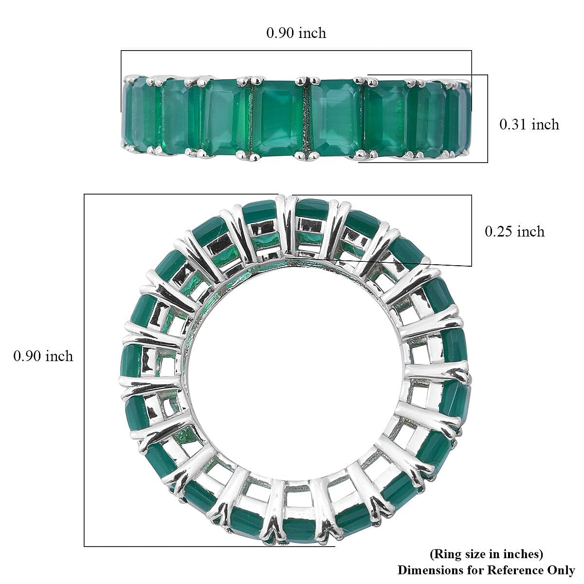 Verde Onyx Eternity Band Ring in Platinum Over Sterling Silver (Size 5.0) 11.40 ctw