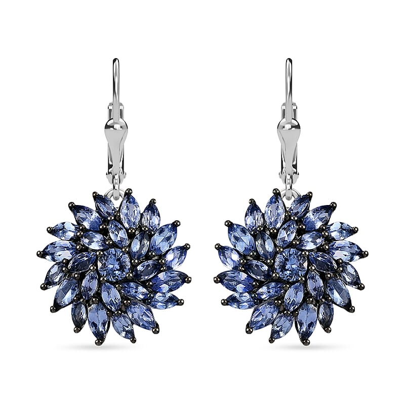 Tanzanite Floral Spray Earrings in Platinum Over Sterling Silver 5.40 ctw