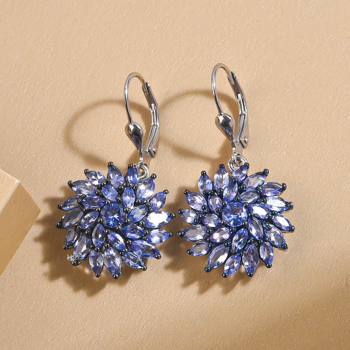 Tanzanite Floral Spray Earrings in Platinum Over Sterling Silver 5.40 ctw image number 1