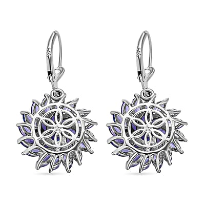 Tanzanite Floral Spray Earrings in Platinum Over Sterling Silver 5.40 ctw