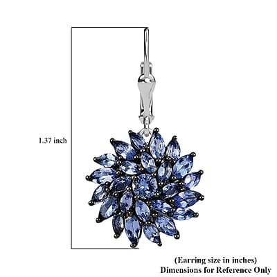 Tanzanite Floral Spray Earrings in Platinum Over Sterling Silver 5.40 ctw