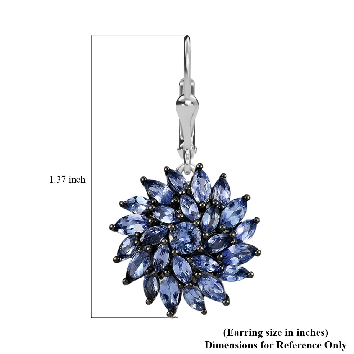 Tanzanite Floral Spray Earrings in Platinum Over Sterling Silver 5.40 ctw image number 4