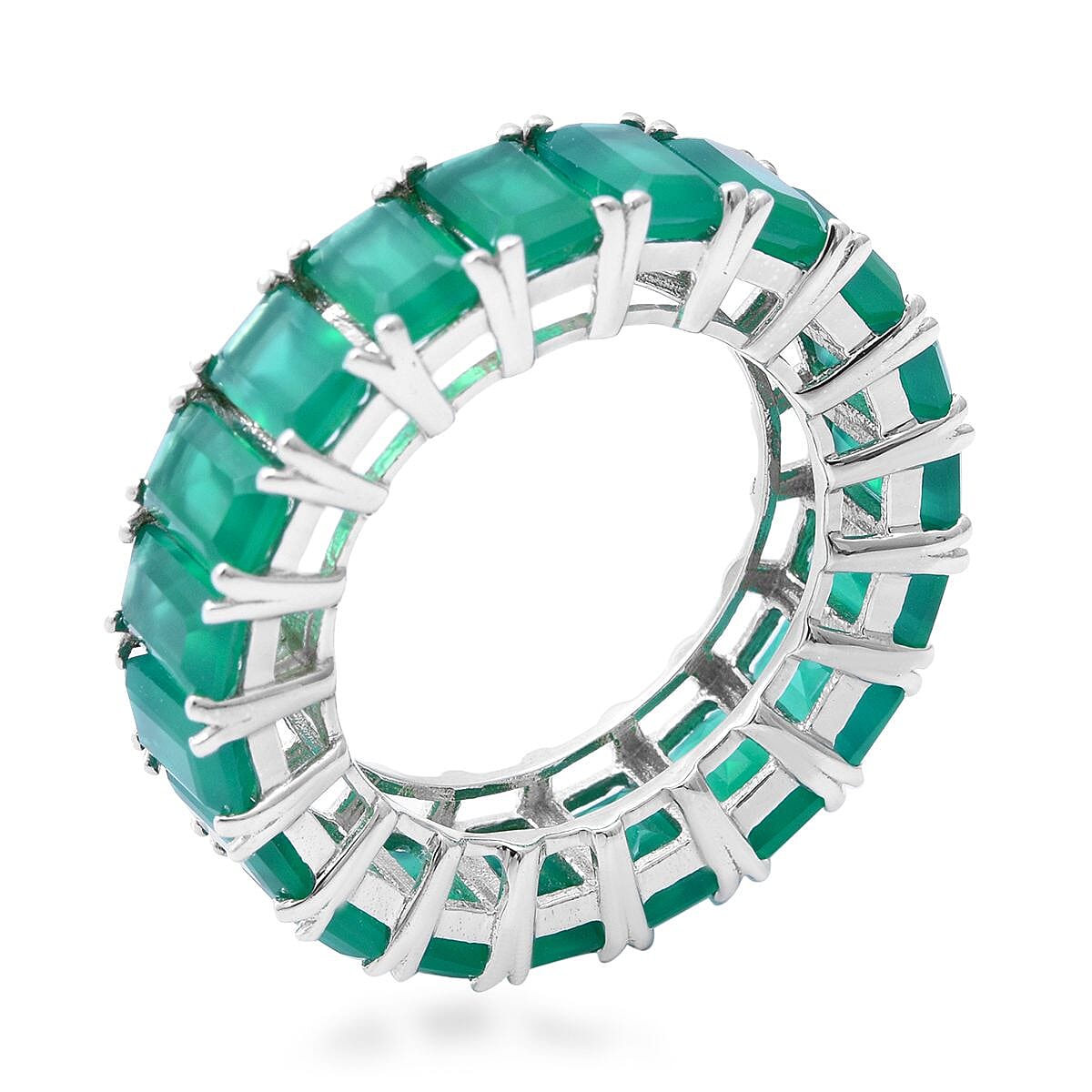 Verde Onyx Eternity Band Ring in Platinum Over Sterling Silver (Size 10.0) 11.40 ctw image number 2