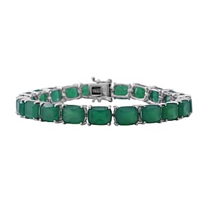 Verde Onyx 43.50 ctw Tennis Bracelet in Platinum Over Sterling Silver (8.00 In)