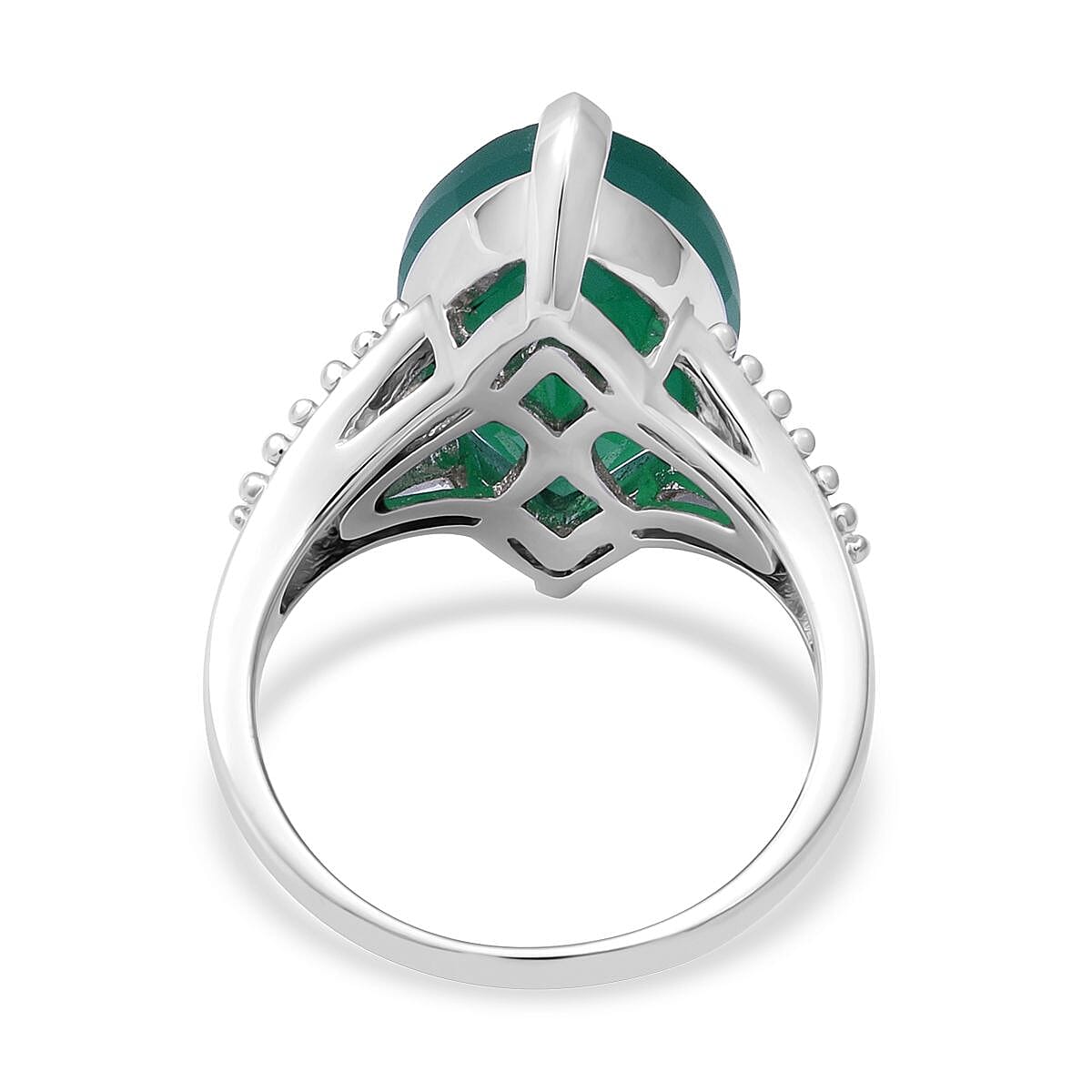 Verde Onyx and Natural White Zircon Ring in Platinum Over Sterling Silver (Size 10.0) 8.85 ctw