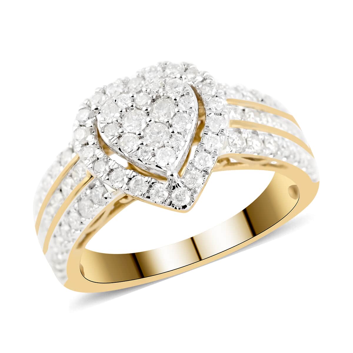 10K Yellow Gold G-H I2-I3 Diamond Heart Ring (Size 7.0) 4.50 Grams 1.00 ctw image number 0