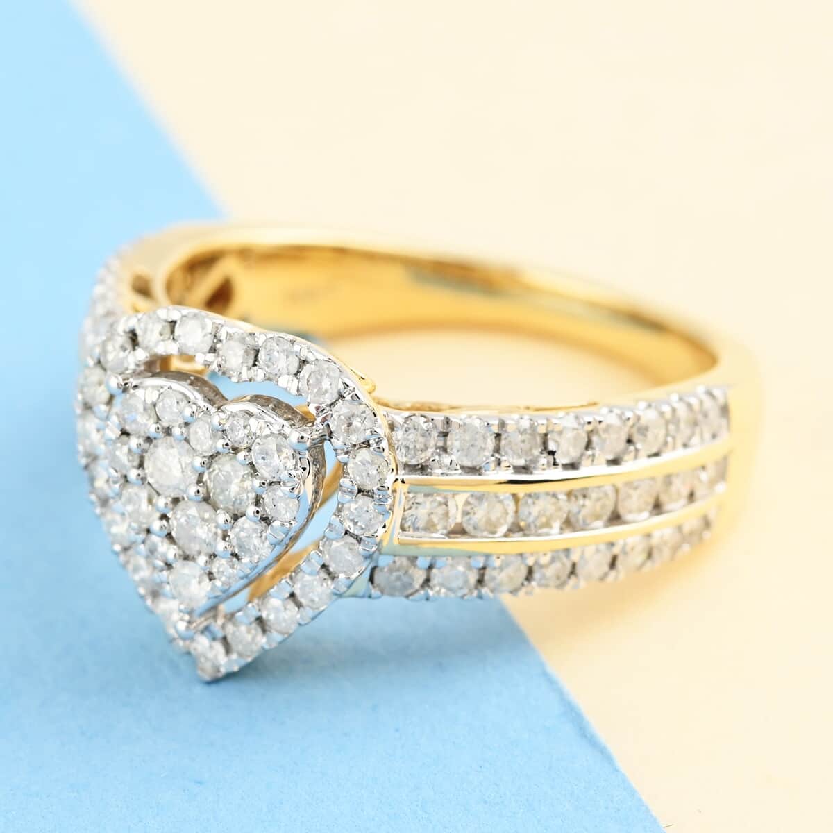 10K Yellow Gold G-H I2-I3 Diamond Heart Ring (Size 7.0) 4.50 Grams 1.00 ctw image number 1