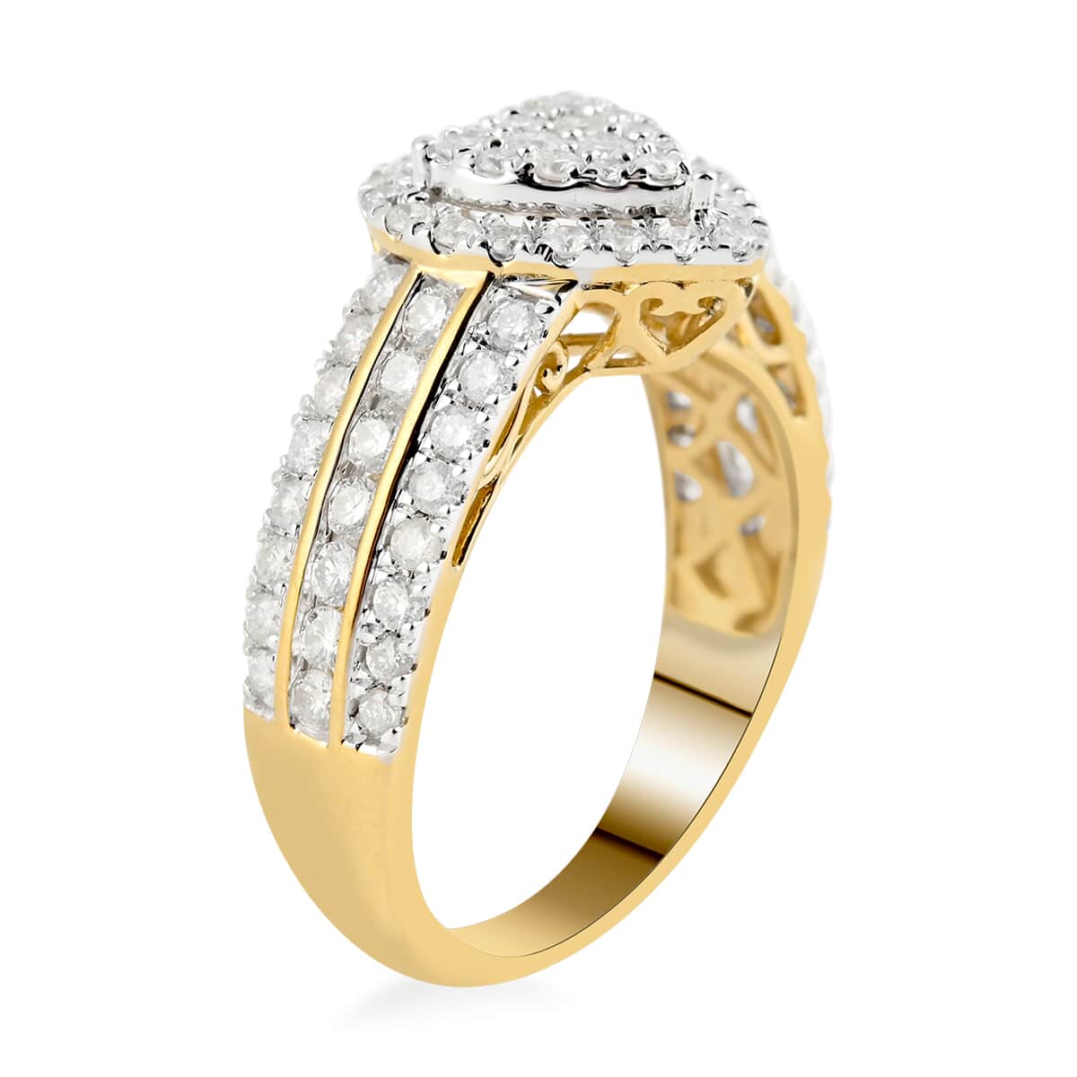 10K Yellow Gold G-H I2-I3 Diamond Heart Ring (Size 7.0) 4.50 Grams 1.00 ctw image number 3